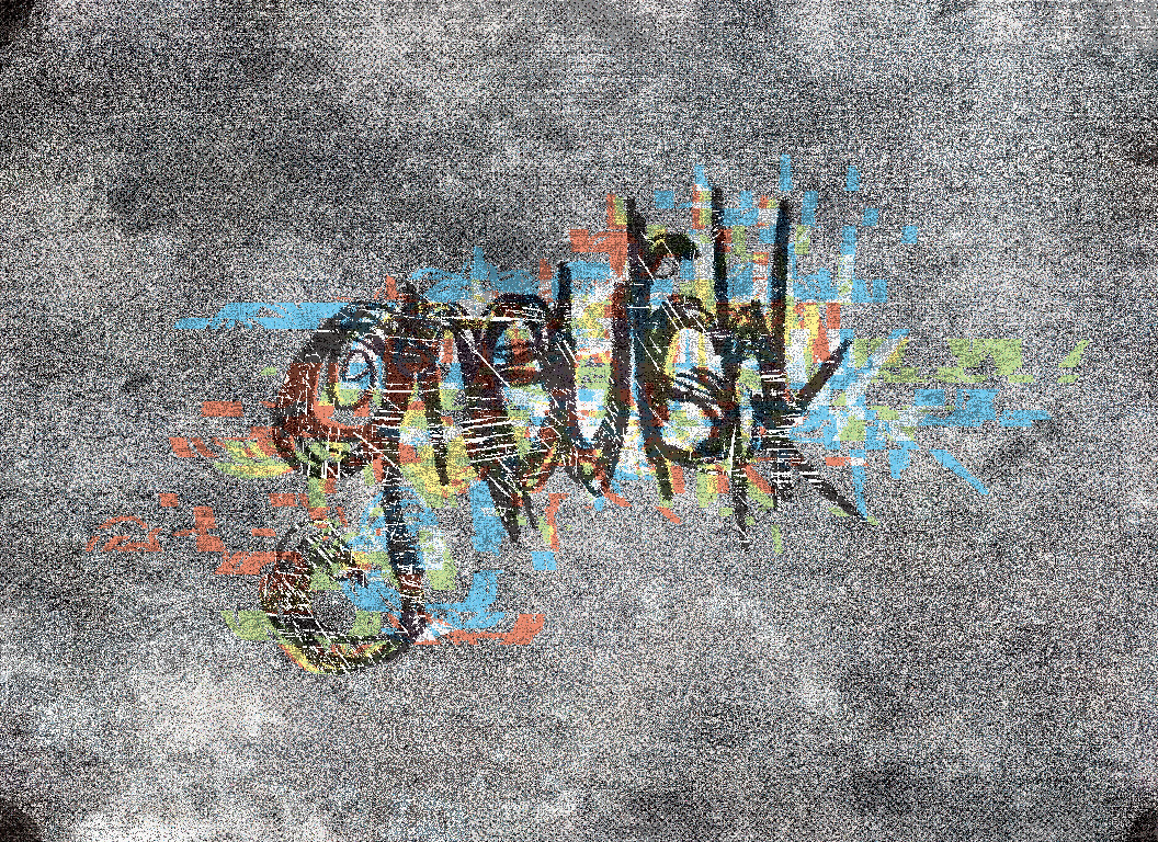 This is one of the designs in the series. It says 'gneurshk' in all lowercase handwritten typography. The typography has been slightly distorted in Photoshop to give it a more grunge feeling, and the background consists of noise and textures. The techniques used in this design give the distortions a 'glitchy' feeling.